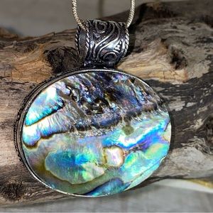Vibrant Abalone Natural Gemstone statement pendant